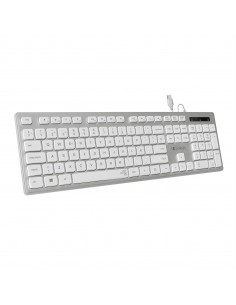 SUBBLIM Teclado Ergonómico con cable USB Plano Silencioso Plateado Blanco Ergo