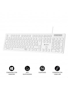 SUBBLIM Teclado Ergonómico Business Slim Silencioso con cable USB Blanco 2