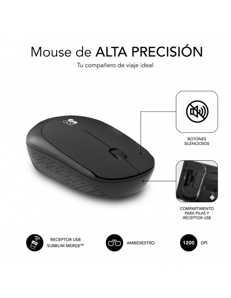 SUBBLIM Teclado Ergonómico y ratón Combo Business Slim Silencioso Inalámbrico 2.4G