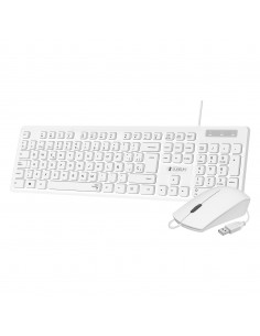 SUBBLIM Teclado Ergonómico y ratón Combo Business Slim Silencioso con cable USB Blanco