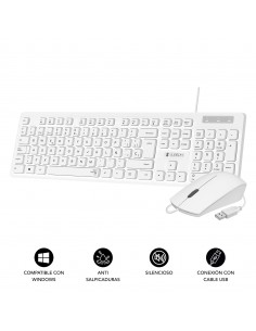 SUBBLIM Teclado Ergonómico y ratón Combo Business Slim Silencioso con cable USB Blanco 2