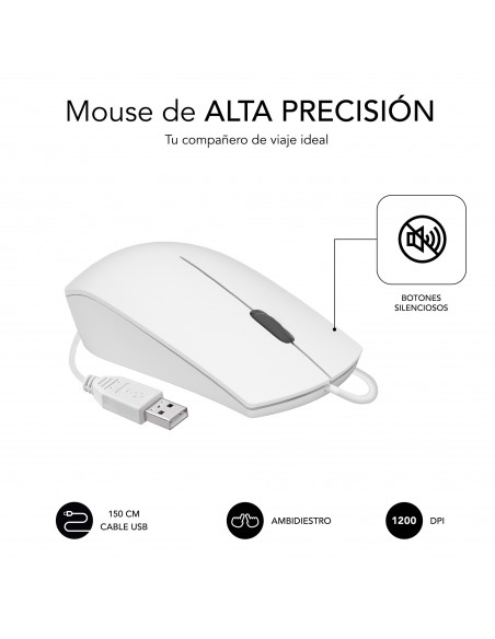SUBBLIM Teclado Ergonómico y ratón Combo Business Slim Silencioso con cable USB Blanco