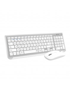 SUBBLIM Teclado con Ratón Bluetooth + 2.4G Combo Dual Prestige Extendido Plata Blanco