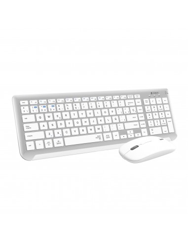 SUBBLIM Teclado con Ratón Bluetooth + 2.4G Combo Dual Prestige Extendido Plata Blanco