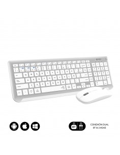 SUBBLIM Teclado con Ratón Bluetooth + 2.4G Combo Dual Prestige Extendido Plata Blanco 2