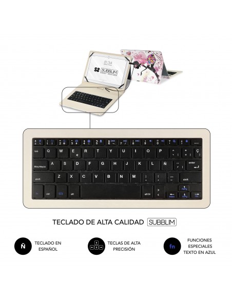 SUBBLIM Funda con Teclado Micro USB – Type C KEYTAB USB 11" Hadas
