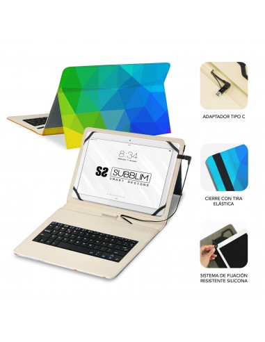 SUBBLIM Funda con Teclado Micro USB – Type C KEYTAB USB 11" Triangulos