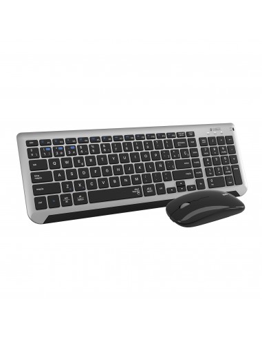 SUBBLIM Teclado con Ratón Bluetooth + 2.4G Combo Dual Prestige Extendido Gris Negro