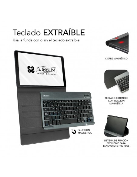 SUBBLIM Funda con Teclado KeyTab Pro BT Lenovo Tab M10 FHD Plus de 10.3" TB-X606