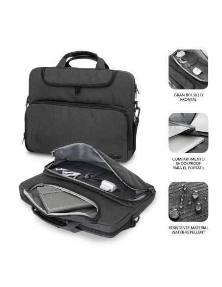 SUBBLIM Maletín Ordenador Air Padding Laptop bag 15,6" Gris Oscuro
