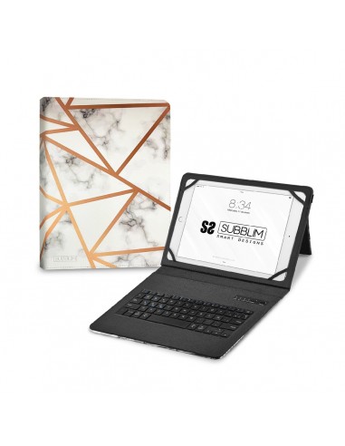 SUBBLIM Funda con Teclado Keytab Pro BT Trendy Marmol Blanco