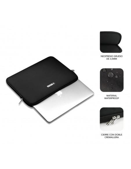 SUBBLIM Funda Ordenador Business Laptop Sleeve Neoprene 11,6"-13,3" Black