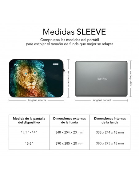 SUBBLIM Funda Ordenador Neopreno Trendy Sleeve Neo Lion 13,3-14"