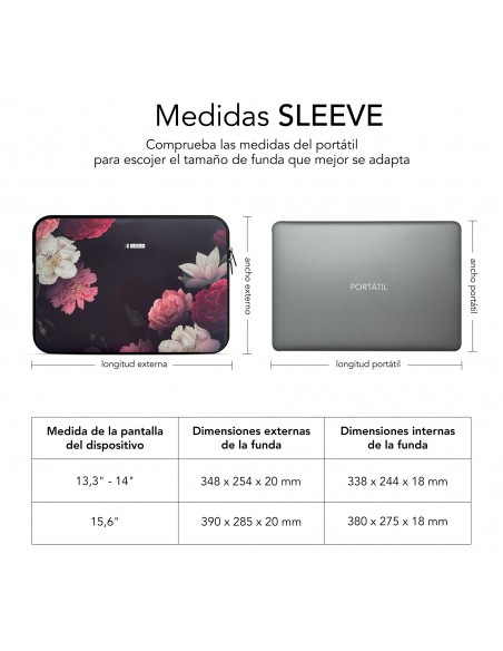 SUBBLIM Funda Ordenador Neopreno Trendy Sleeve Neo Flowers 15,6"