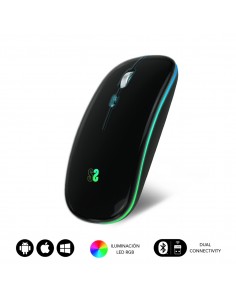 SUBBLIM Ratón Inalámbrico Bluetooth + RF RGB LED Dual Flat Mouse Black