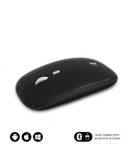 SUBBLIM Ratón Óptico Inalámbrico 2.4G y Bluetooth Dual Flat Mouse Recargable Negro SUBBLIM Ratón Óptico Inalámbrico 2.4G y Bluetooth Dual Flat Mouse Recargable Negro