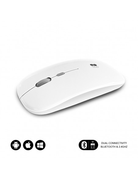 SUBBLIM Ratón Óptico Inalámbrico 2.4G y Bluetooth Dual Flat Mouse Recargable Blanco SUBBLIM Ratón Óptico Inalámbrico 2.4G y Bluetooth Dual Flat Mouse Recargable Blanco