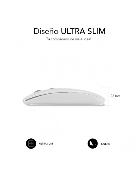 SUBBLIM Ratón Óptico Inalámbrico 2.4G y Bluetooth Dual Flat Mouse Recargable Blanco SUBBLIM Ratón Óptico Inalámbrico 2.4G y Bluetooth Dual Flat Mouse Recargable Blanco