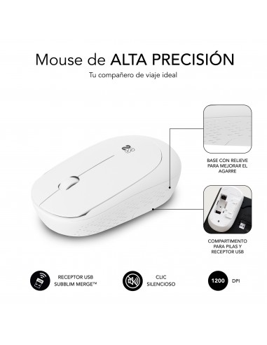 SUBBLIM Ratón Business Plus Silencioso inalámbrico 2.4G 1200 DPI Blanco