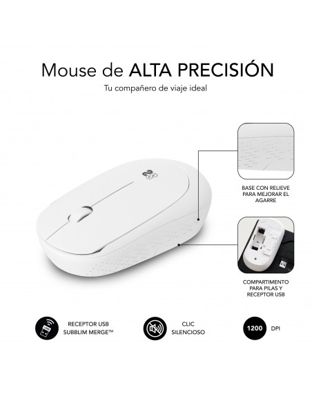 SUBBLIM Ratón Business Plus Silencioso inalámbrico 2.4G 1200 DPI Blanco