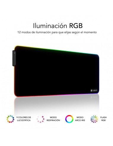 SUBBLIM Alfombrilla Tapete Ratón Luz LED RGB 9 colores Extra Grande