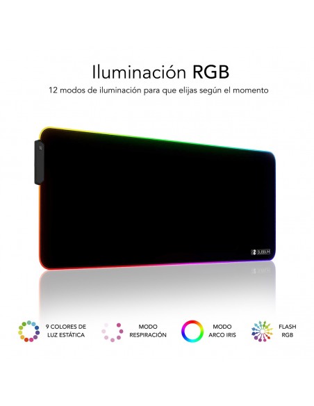 SUBBLIM Alfombrilla Tapete Ratón Luz LED RGB 9 colores Extra Grande