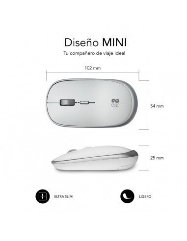 SUBBLIM Ratón Inalámbrico Mini Wireless Mini Mouse Silver