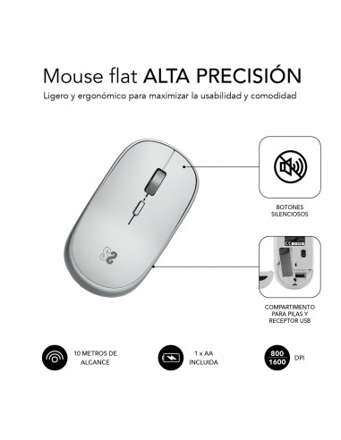 SUBBLIM Ratón Inalámbrico Mini Wireless Mini Mouse Silver