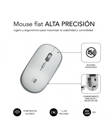 SUBBLIM Ratón Inalámbrico Mini Wireless Mini Mouse Silver