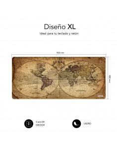 SUBBLIM Alfombrilla Ratón Vintage World XL Mouse Pad 900x400x3 2