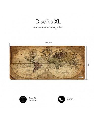SUBBLIM Alfombrilla Ratón Vintage World XL Mouse Pad 900x400x3