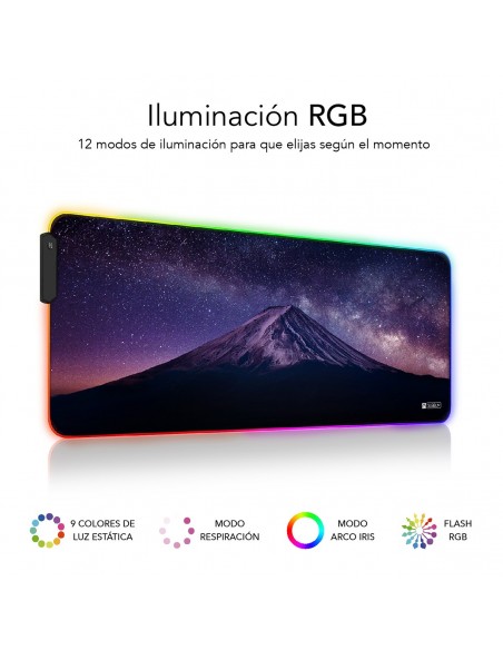 SUBBLIM Alfombrilla Tapete Ratón con Luz LED RGB 9 colores Extra Grande Montaña