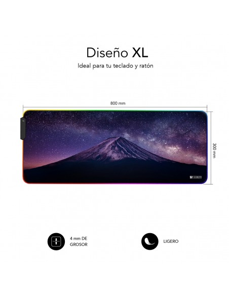 SUBBLIM Alfombrilla Tapete Ratón con Luz LED RGB 9 colores Extra Grande Montaña