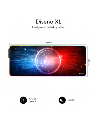SUBBLIM Alfombrilla Tapete Ratón con Luz LED RGB 9 colores Extra Grande Chip