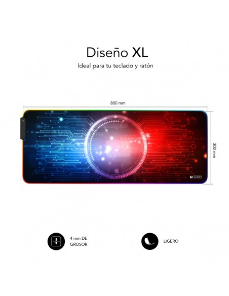 SUBBLIM Alfombrilla Tapete Ratón con Luz LED RGB 9 colores Extra Grande Chip