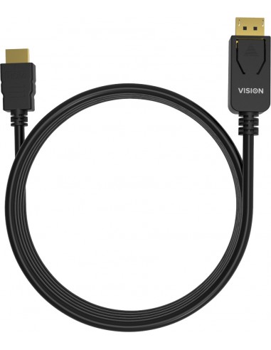 Vision TC 2MDPHDMI BL adaptador de cable de vídeo 2 m DisplayPort HDMI tipo A (Estándar) Negro