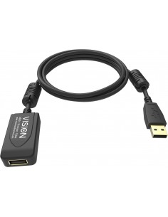 Vision TC 5MUSBEXT+ BL- cable USB 5 m USB 2.0 USB A Negro
