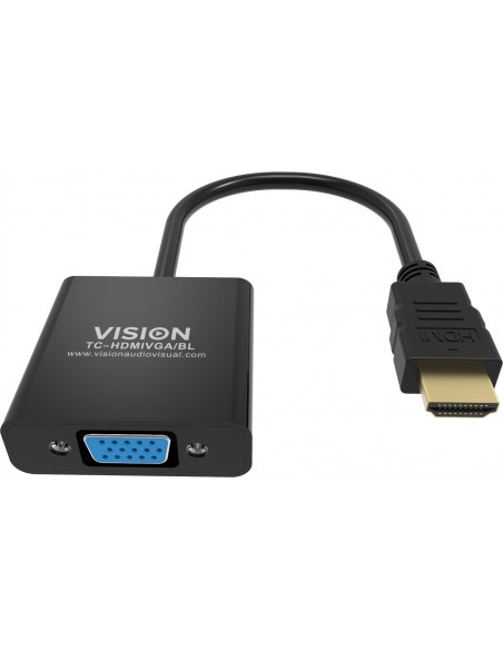 Vision TC-HDMIVGA BL adaptador de cable de vídeo 0,23 m HDMI tipo A (Estándar) VGA (D-Sub) Negro