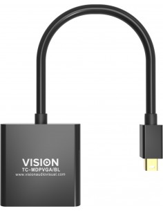 Vision TC-MDPVGA BL adaptador de cable de vídeo Mini DisplayPort VGA (D-Sub) Negro