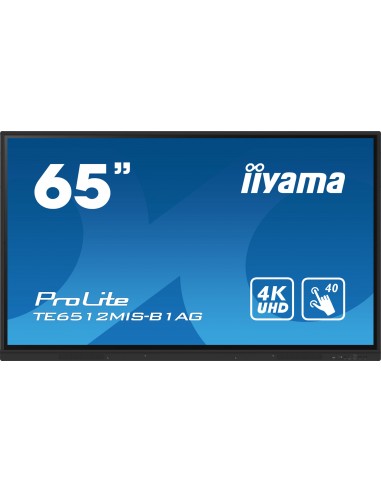 iiyama TE6512MIS-B1AG pantalla de señalización Panel plano interactivo 165,1 cm (65") LCD Wifi 400 cd   m² 4K Ultra HD Negro