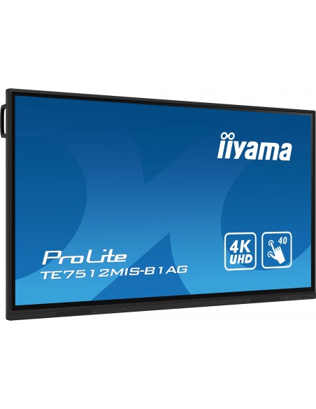 iiyama PROLITE Pantalla plana para señalización digital 190,5 cm (75") Wifi 400 cd   m² 4K Ultra HD Negro Pantalla táctil