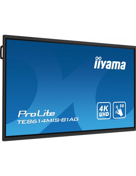 iiyama TE8614MIS-B1AG pantalla de señalización Panel plano interactivo 2,17 m (85.6") LCD Wifi 435 cd   m² 4K Ultra HD Negro