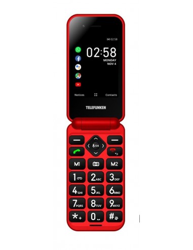 Telefunken S740 Red 7,11 cm (2.8") 129 g Rojo Teléfono para personas mayores