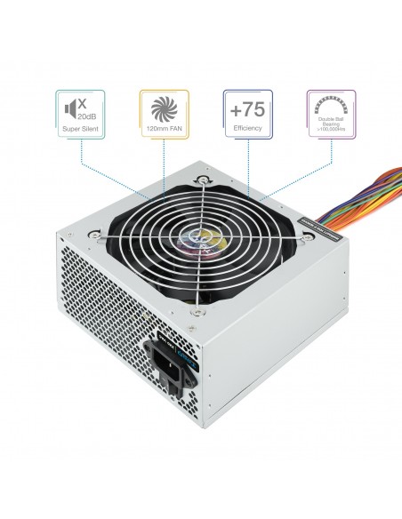 TooQ TQAPOLO-500SP unidad de fuente de alimentación 500 W 20+4 pin ATX ATX Plata