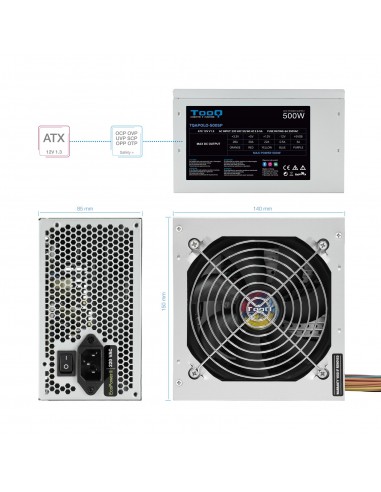 TooQ TQAPOLO-500SP unidad de fuente de alimentación 500 W 20+4 pin ATX ATX Plata