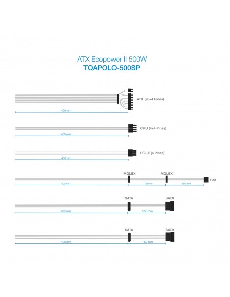 TooQ TQAPOLO-500SP unidad de fuente de alimentación 500 W 20+4 pin ATX ATX Plata