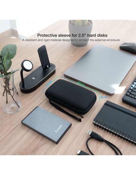 TooQ Estuche Protector para Caja Externa de 2.5”, Negro