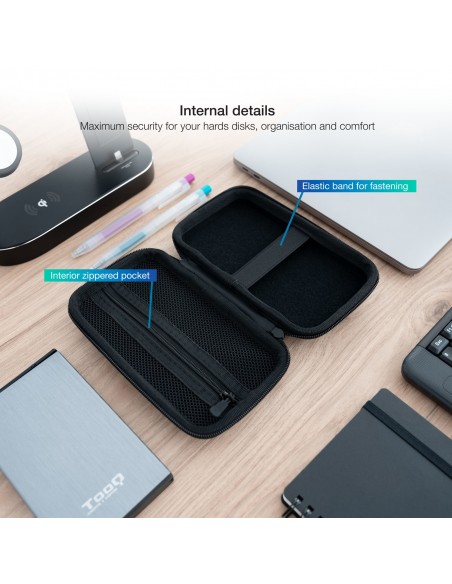 TooQ Estuche Protector para Caja Externa de 2.5”, Negro