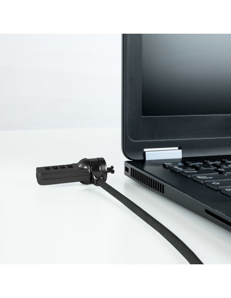 TooQ Cable de Seguridad con Combinación para Portátiles 1.5 metros, Gris Oscuro