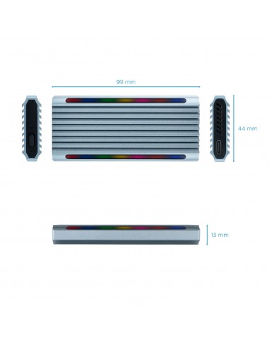 TooQ Shinobi Caja externa para unidad de estado sólido (SSD) Gris M.2